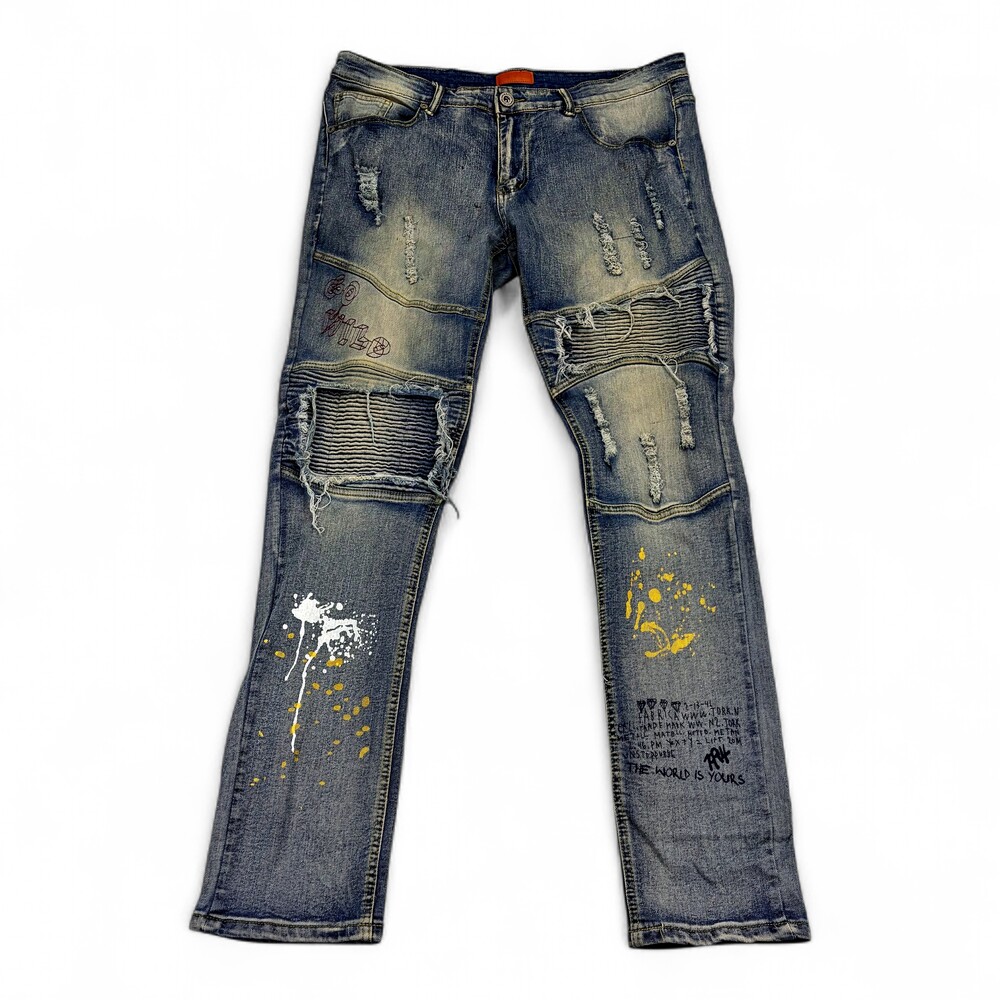Bleeker‎ & Mercer Men's Slim Straight Distressed Jeans W34